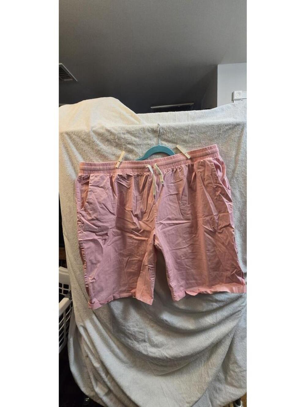 Pink Cotton Blend Elastic Waist Drawstring Shorts 8XL